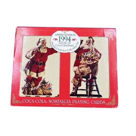 1994 Vintage Coca-Cola Playing Cards 2 decks in a collectible tin with box - Picture 1 of 10